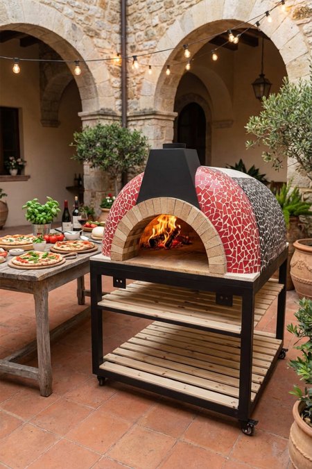 فرن بيتزا وصواني خارجي – قبة موزاييك (غاز) | طوب حراري